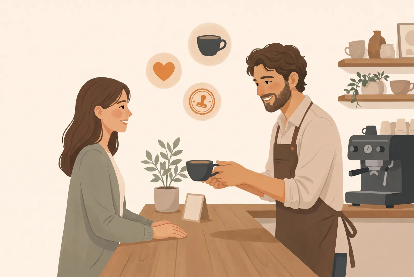 Illustration zum Artikel: Kundenbindung im Café: 7 Ideen, die wirklich funktionieren