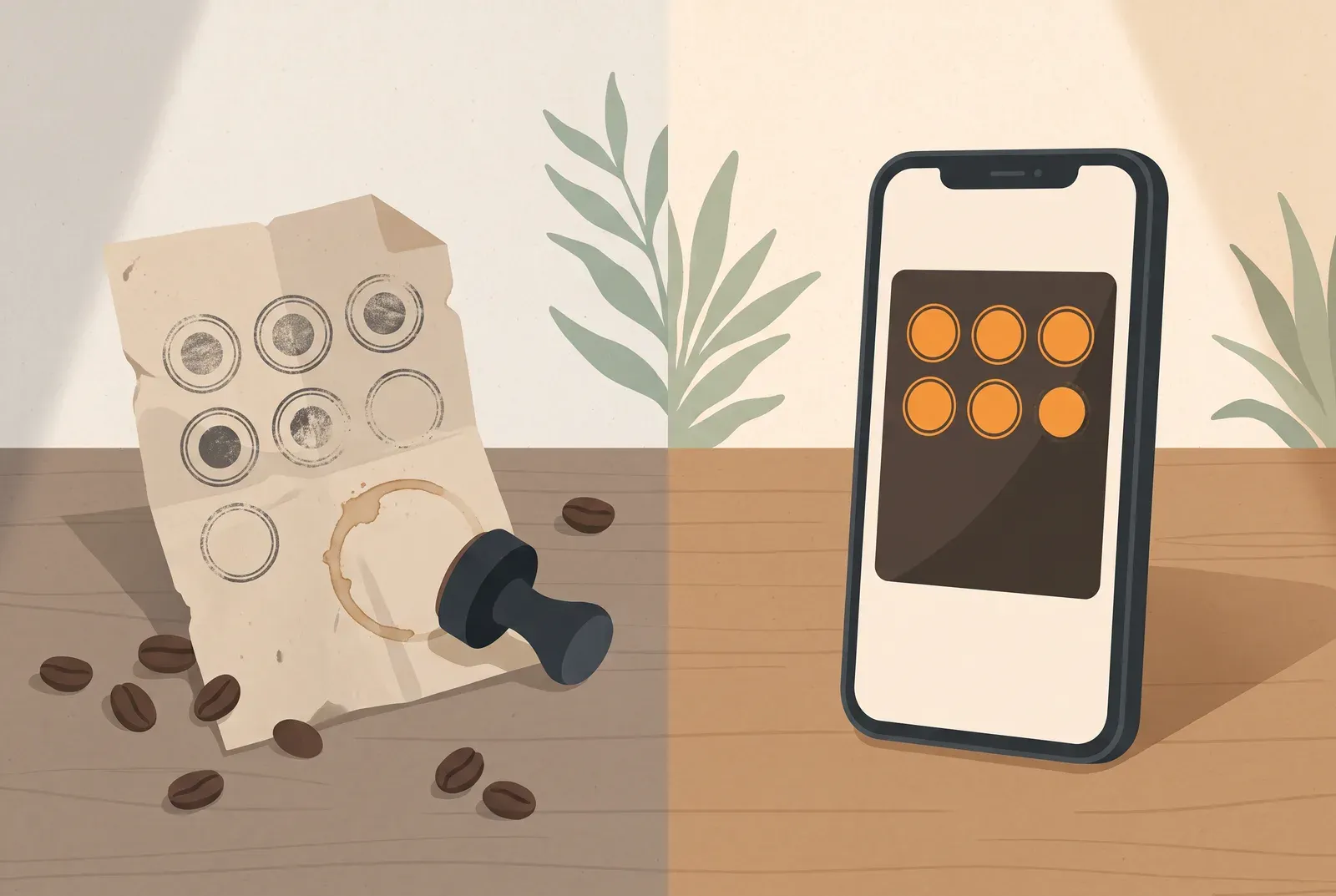 Illustration zum Artikel: Papier- vs. digitale Stempelkarte: der ehrliche Vergleich